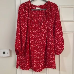 Max Studio Red Floral Blouse